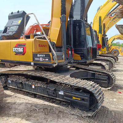 Excavateur Sany SY215C d'occasion avec une capacité de seau de 1,2 M3 et une soupape hydraulique originale